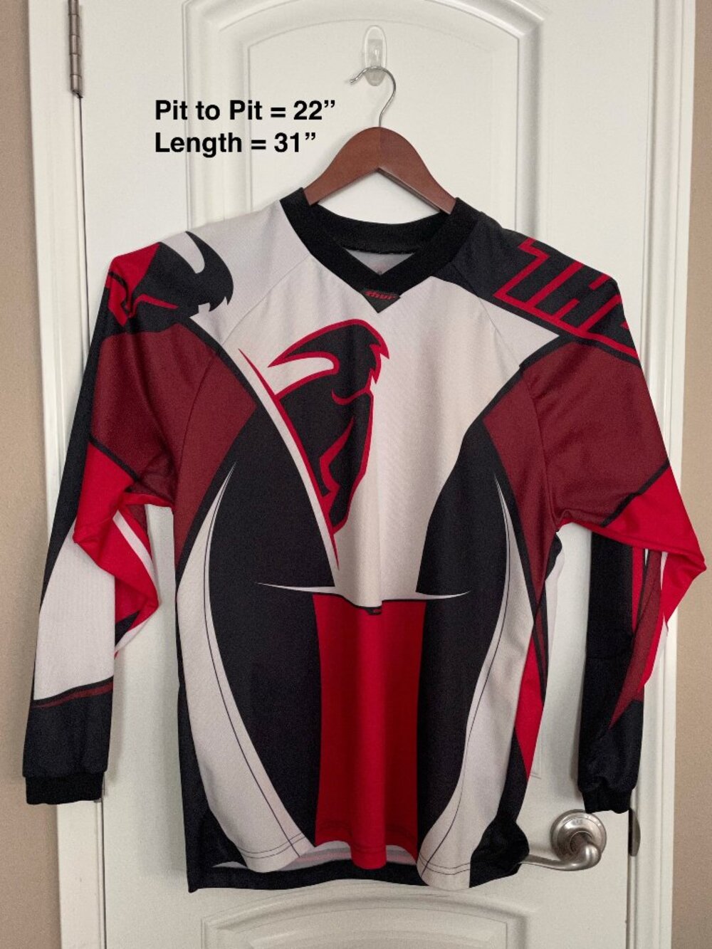 Thor Vintage Red & Black Motocross Race Style Jersey Size Small Men’s
